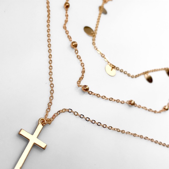 “Infinite Faith” Indie Boho Cross Layered Necklace - Picture 2 of 5